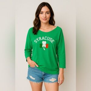 Syracuse Irish Shamrock Long Sleeve Off-Shoulder Top – St. Patrick’s Day –Size M